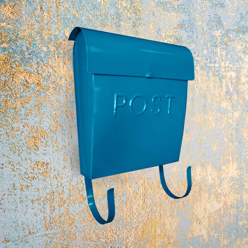 NACH Euro Series Modern Mailbox, Decorative Mail Holder, Wall Mount Mailboxes for Outside, Rust Resistant Galvanized Metal Mailbox, 12" x 11" x 4.5", Turquoise, MB-44794 - Image 2